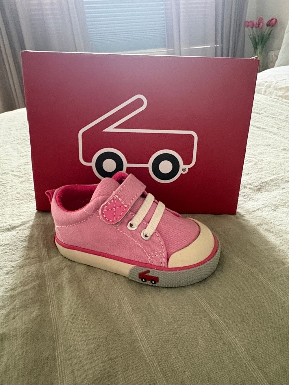 See Kai Run Pink Canvas Toddler Sneaker with Velcro Strap